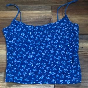 Pacsun Basics Cropped Blue Floral Spaghetti Strap Size Small